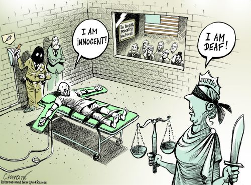 In Death Penalty We Trust by Patrick Chappatte, editorial cartoon